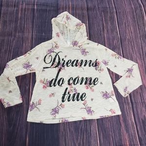 Knit Works Girl's Pink Floral Hooded Sweatshirt XL Lightweight